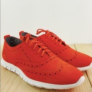 Cole Haan Zerogrand wingtip Oxford citrus red 8.5b
